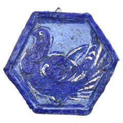 Pablo Picasso Style Stoneware Wall Hanging Tile decorated with a Dove