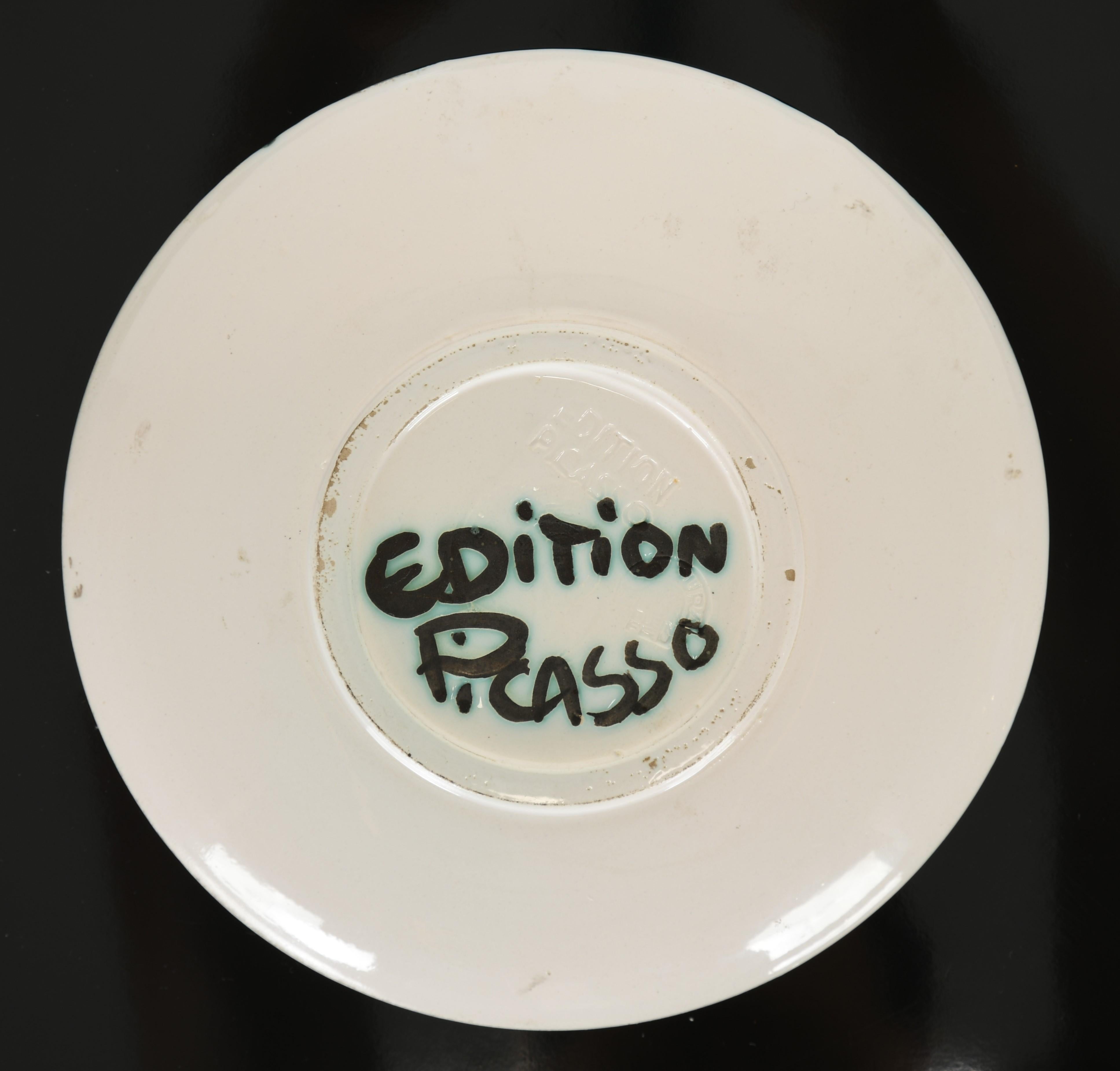 Glazed Pablo Picasso Taureau Sons L'arbre Plate, 1952