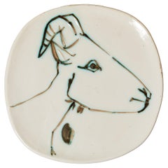 Pablo Picasso, Tête de chèvre de profil, 1950, assiette ronde/carré.