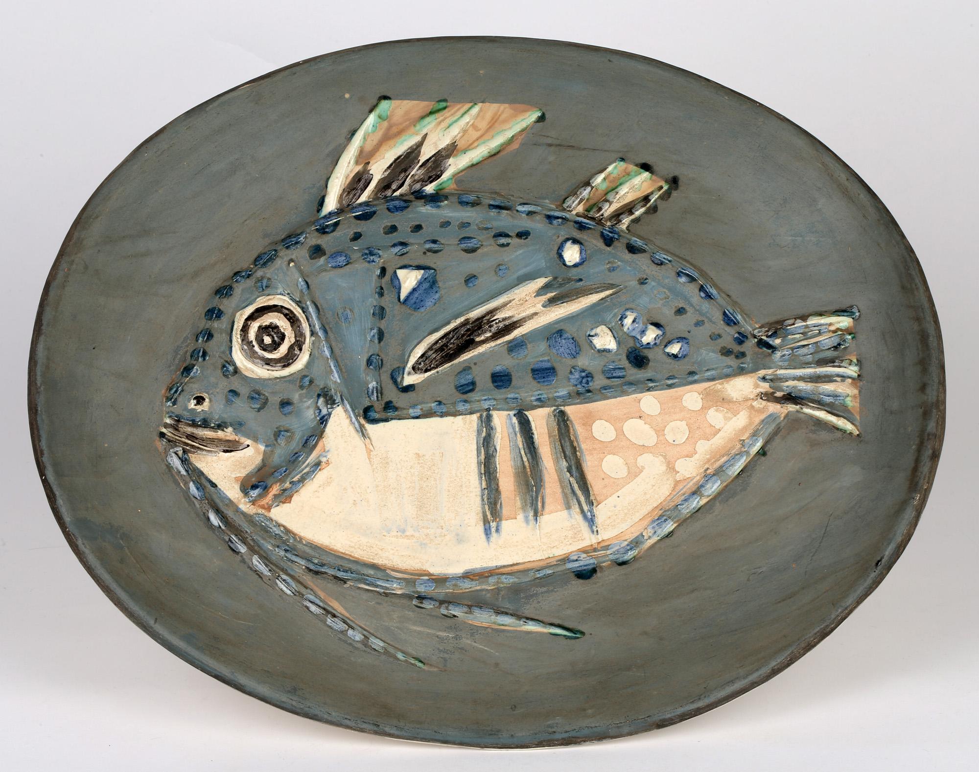 French Pablo Picasso Unique Plat Poisson Ceramic Platter, 1952