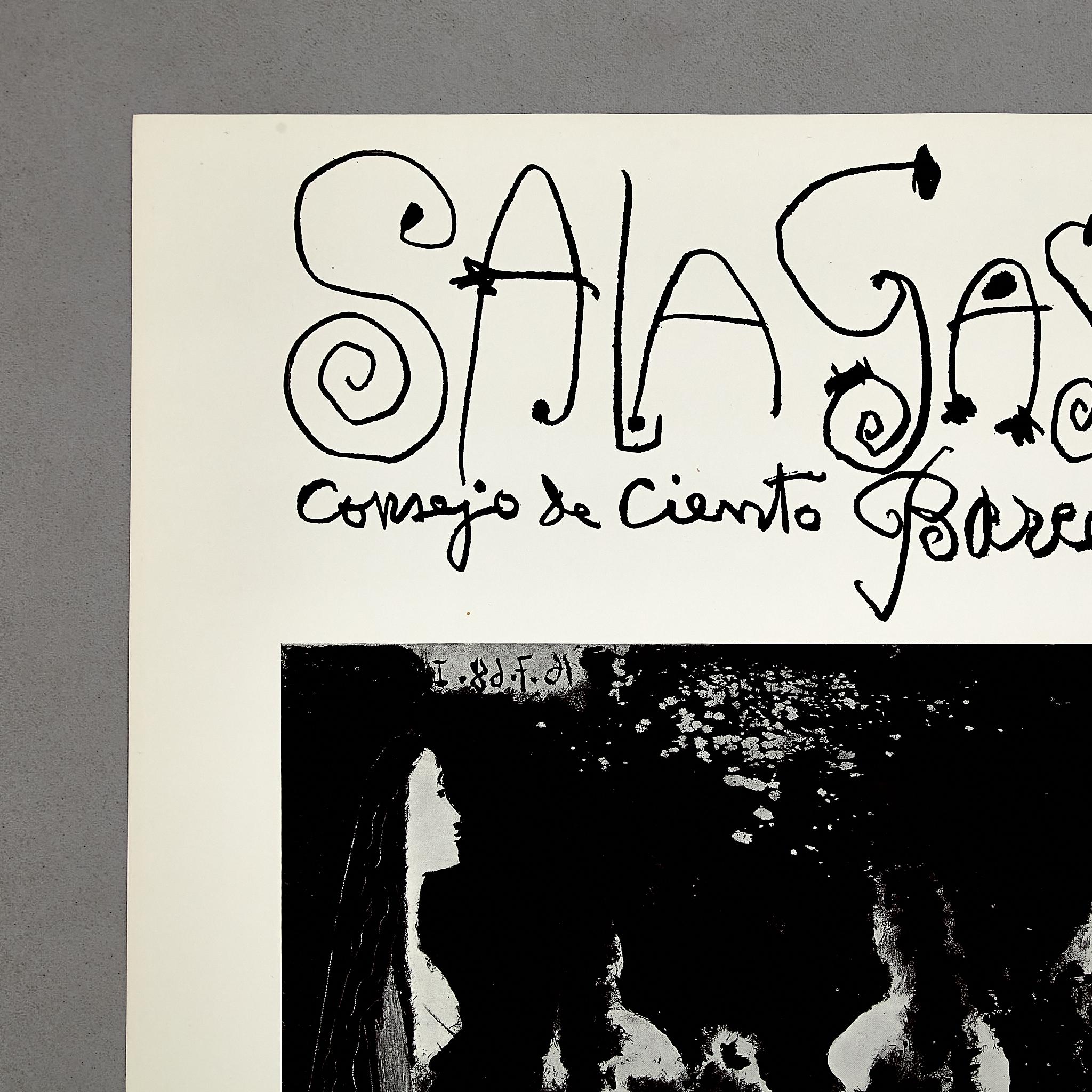 Schwarz-Weißes lithografisches Vintage-Ausstellungsplakat von Pablo Picasso, 1968 im Zustand „Gut“ im Angebot in Barcelona, Barcelona