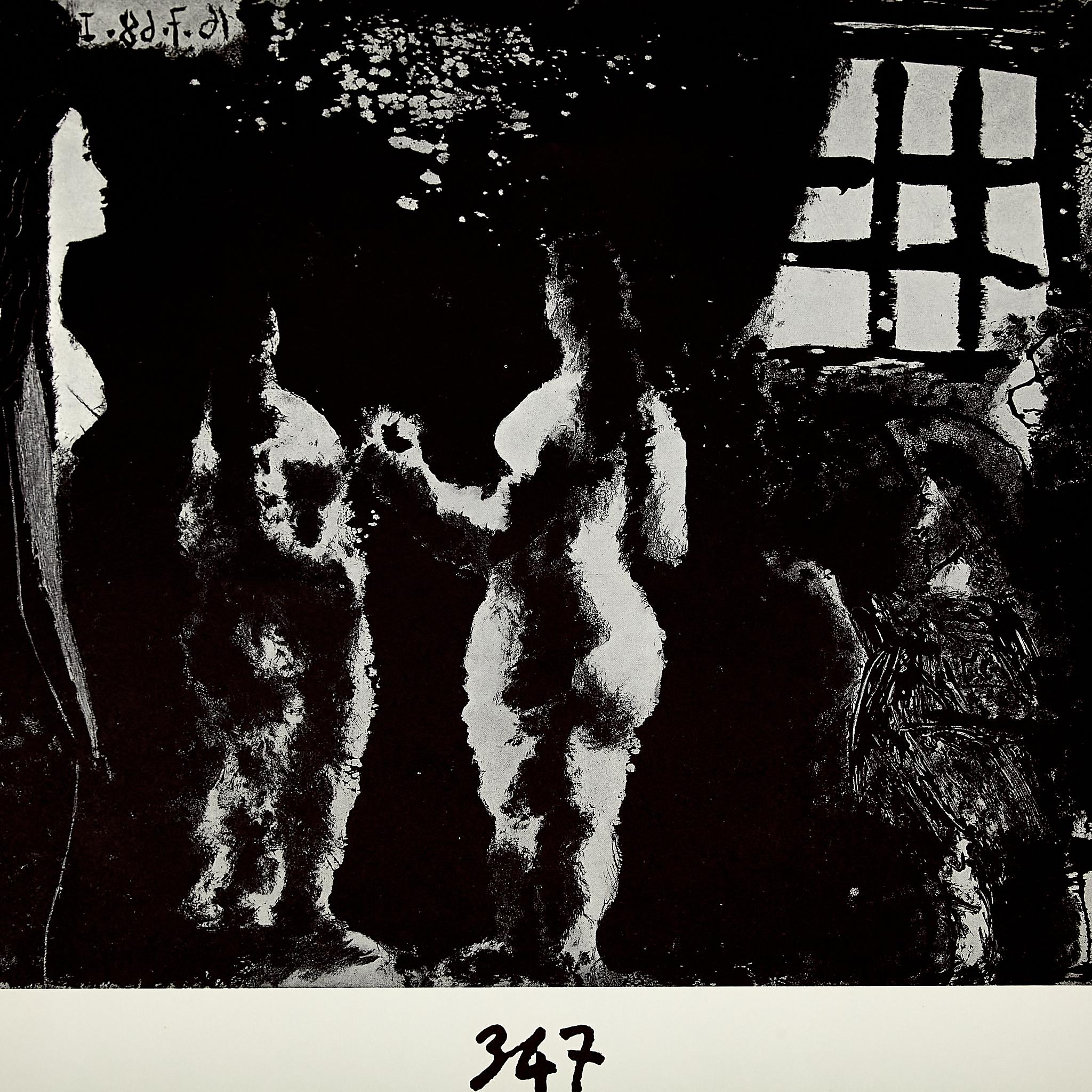 Schwarz-Weißes lithografisches Vintage-Ausstellungsplakat von Pablo Picasso, 1968 (Papier) im Angebot
