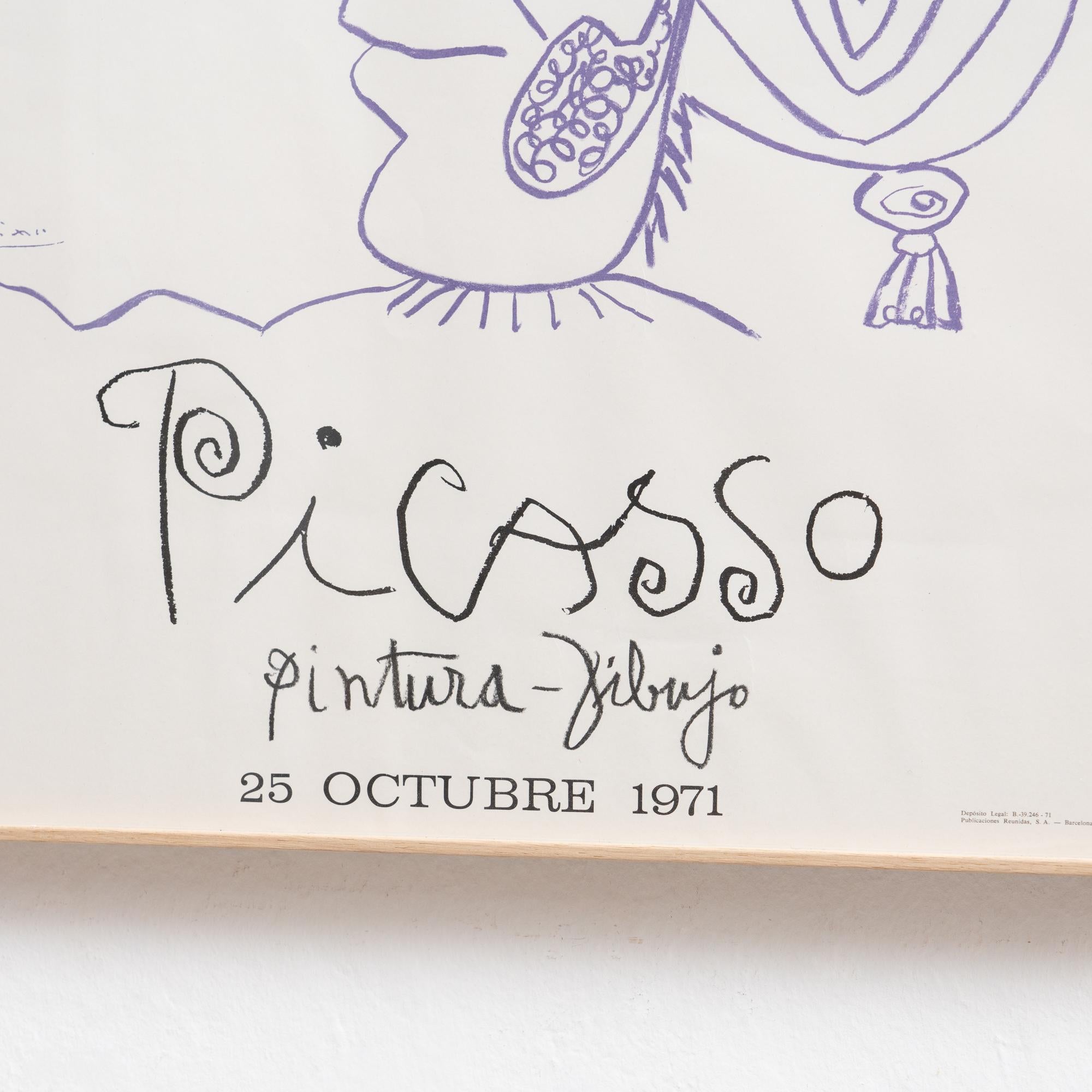 Spanish Pablo Picasso Vintage Exhibition Poster, 1971 For Sale