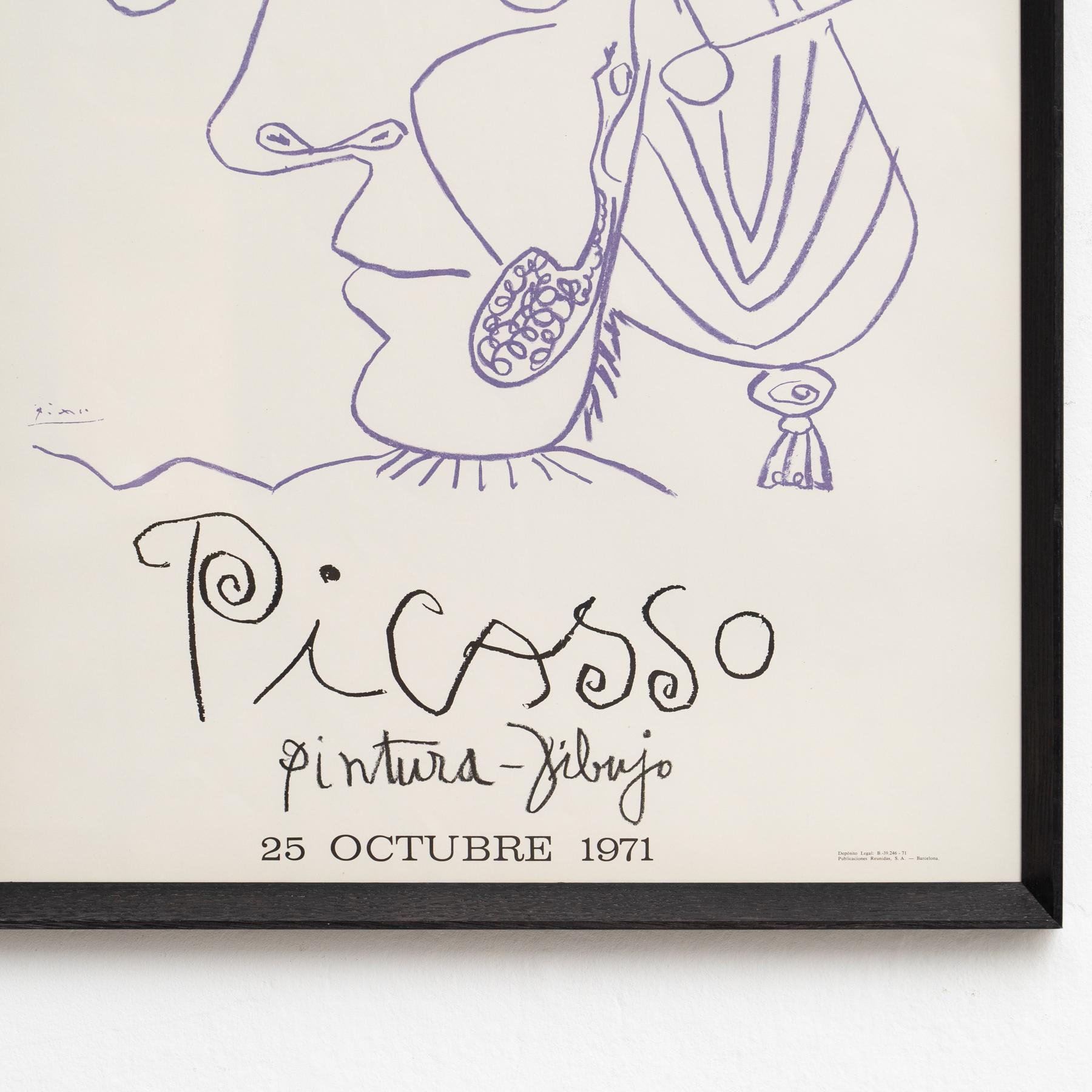 Pablo Picasso Cartel vintage de exposición, 1971 Madera en venta