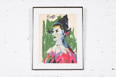 Pablo Picasso Vintage Framed Print of a Jester or Harlequin
