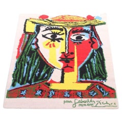 Pablo Picasso - Tapisserie murale - Portrait au chapeau au pompon et au corsage imprine 