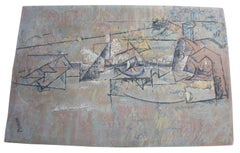 Pablo Picasso "Woman With Guitar" 1910 Danish Wool MCM Rug by Ege