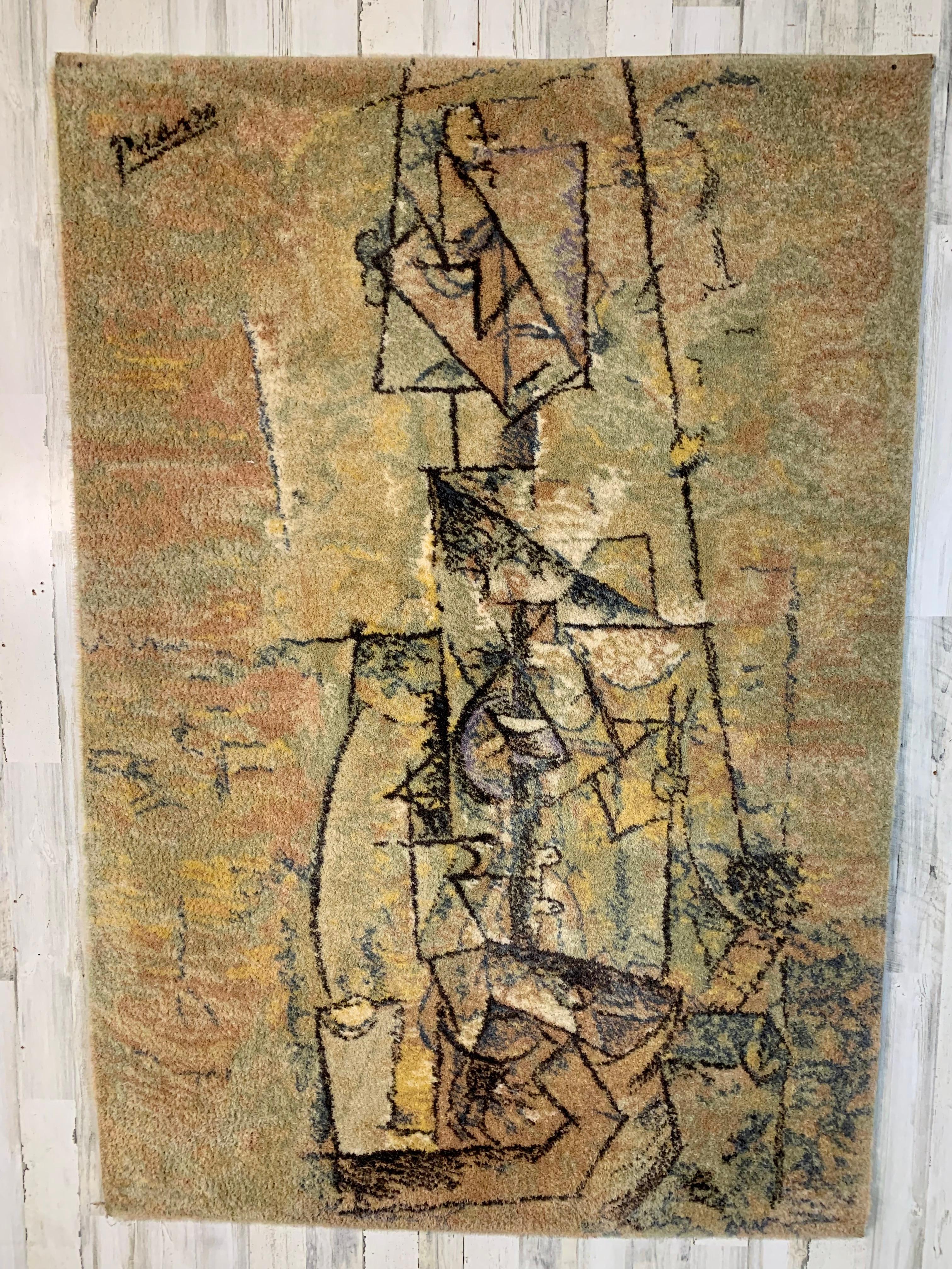 Pablo Picasso Woman with Guitar Limited Edition Vintage EGE Art Line Rug Denmark For Sale 5