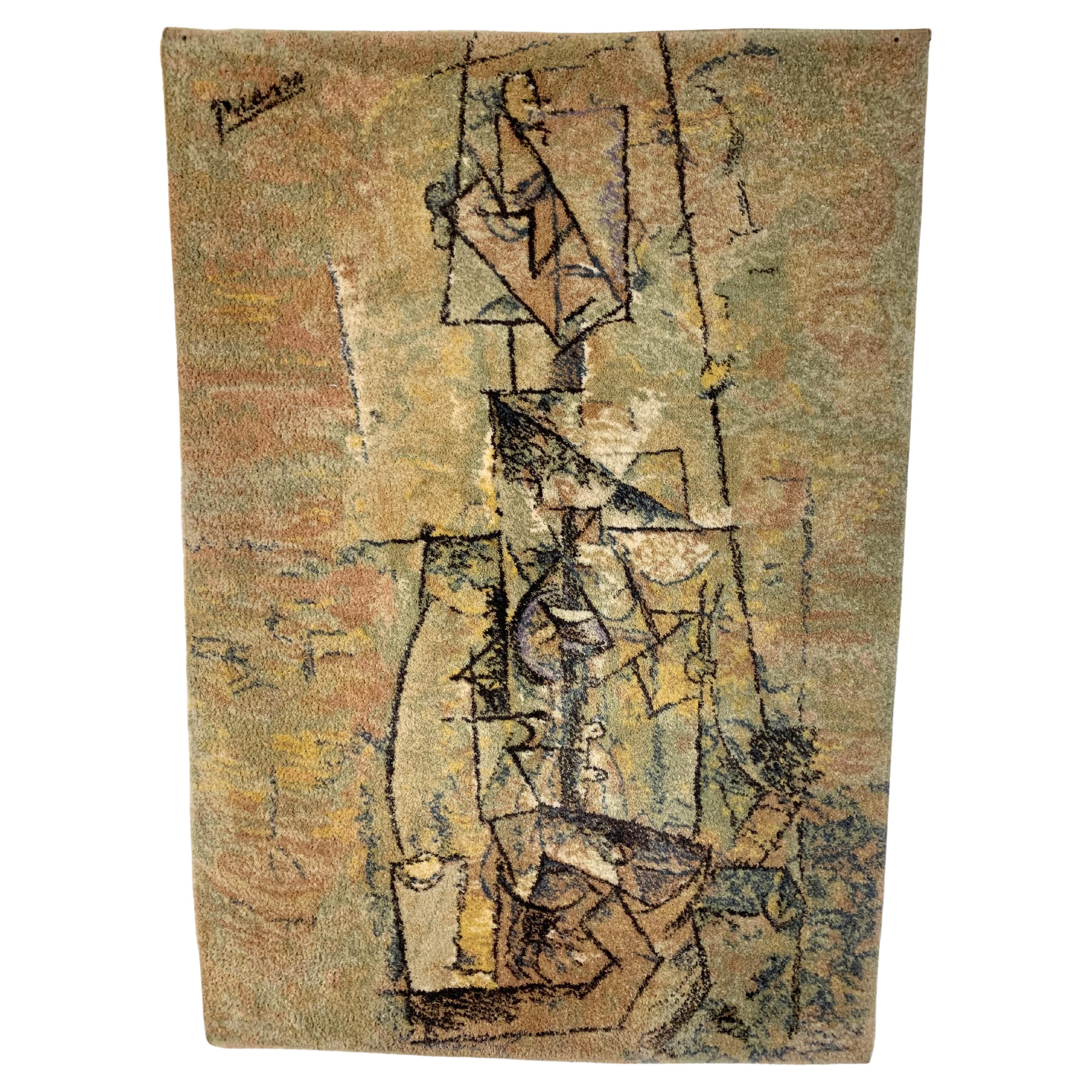 Pablo Picasso Woman with Guitar Limited Edition Vintage EGE Art Line Rug Denmark