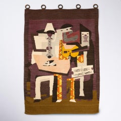 Pablo Picasso wool art wall rug carpet, 3 musicians, 1970s