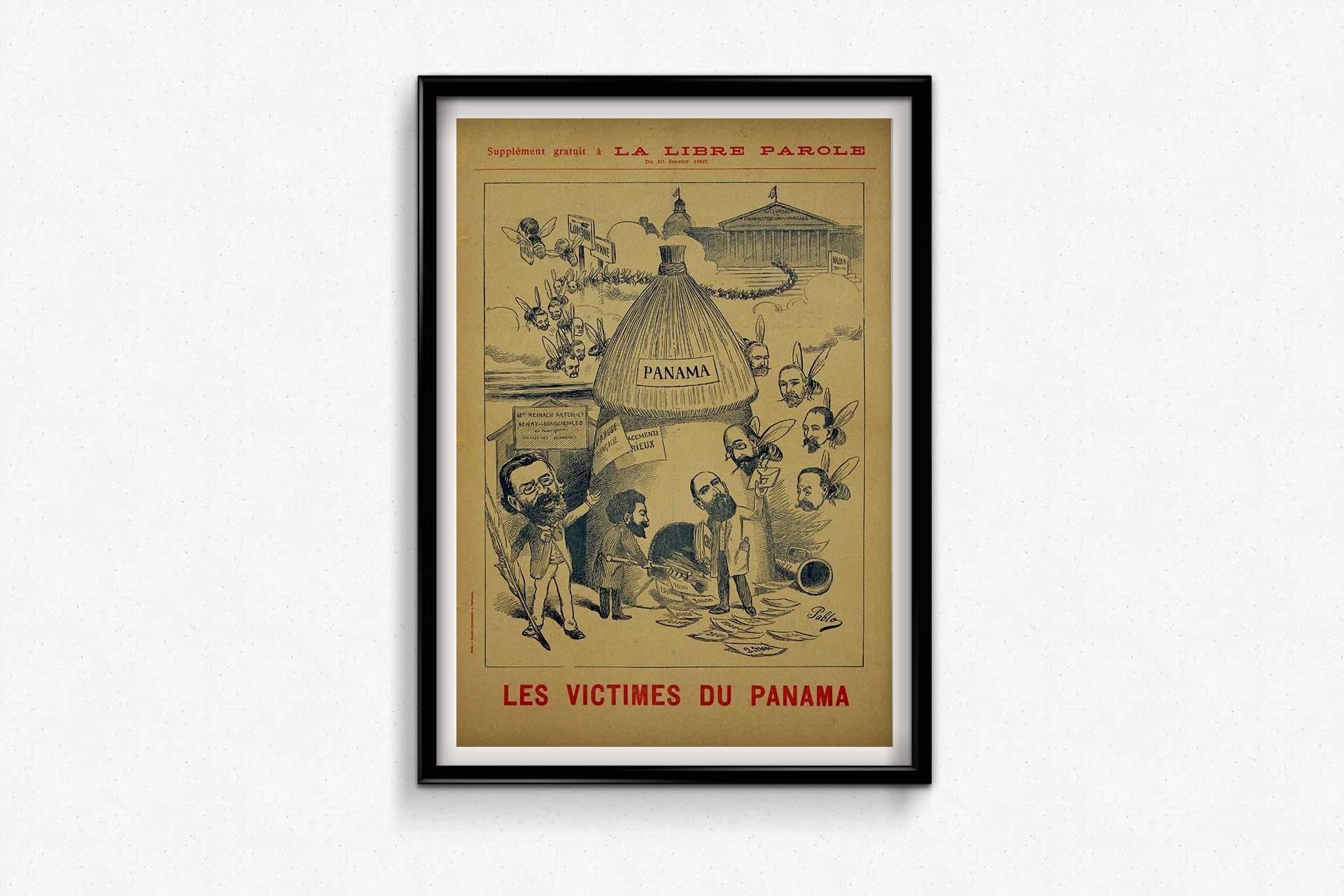 1893 original poster by Pablo - La libre parole - Les victimes du Panama For Sale 1