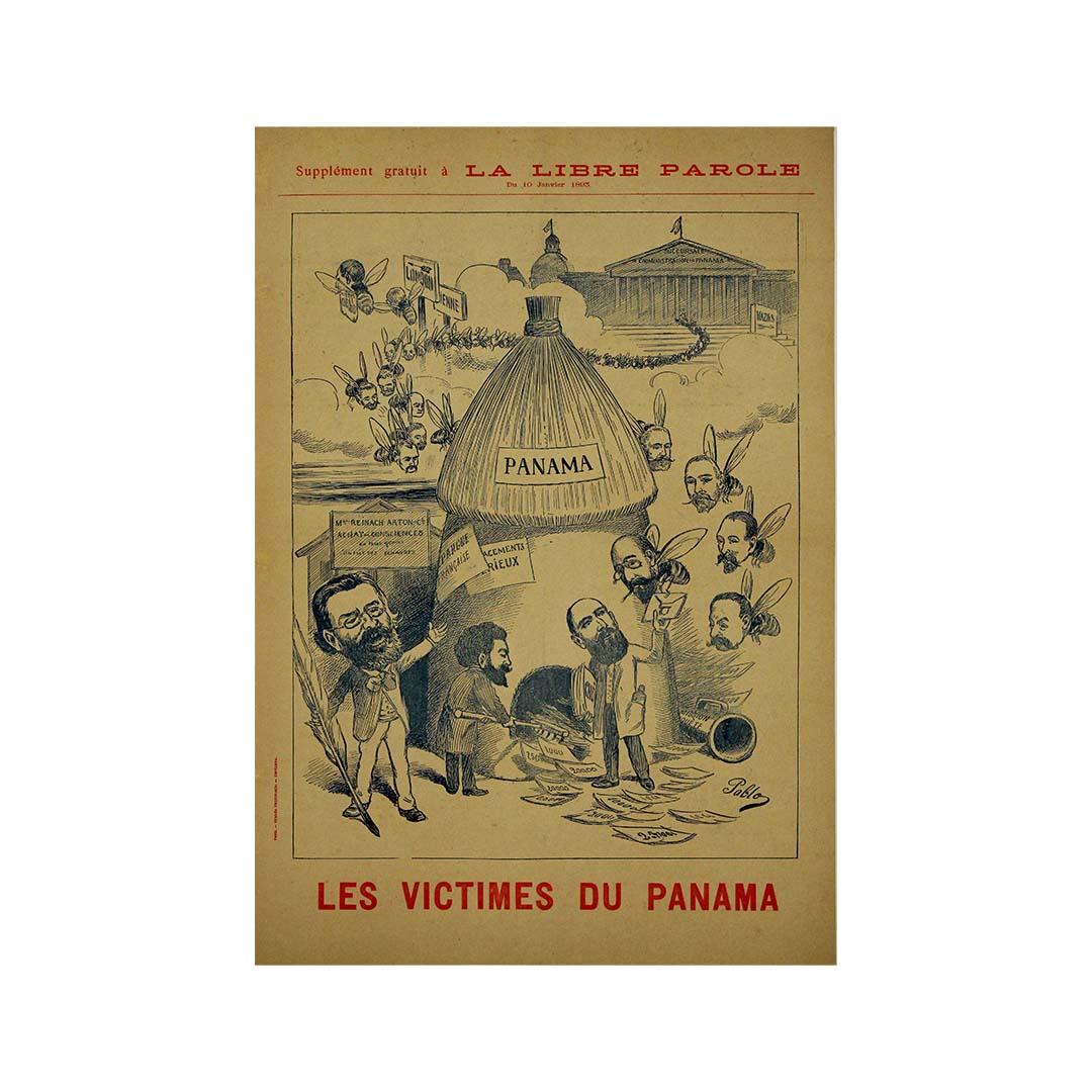 1893 original poster by Pablo - La libre parole - Les victimes du Panama For Sale 3
