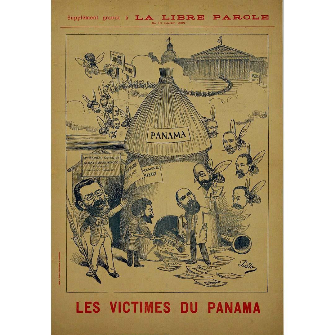 Im späten 19. Jahrhundert erschütterten politische Skandale die französische Gesellschaft, und die Presse spielte eine entscheidende Rolle bei der Meinungsbildung. Pablos Plakat aus dem Jahr 1893 mit dem Titel "La libre parole - Les victimes du