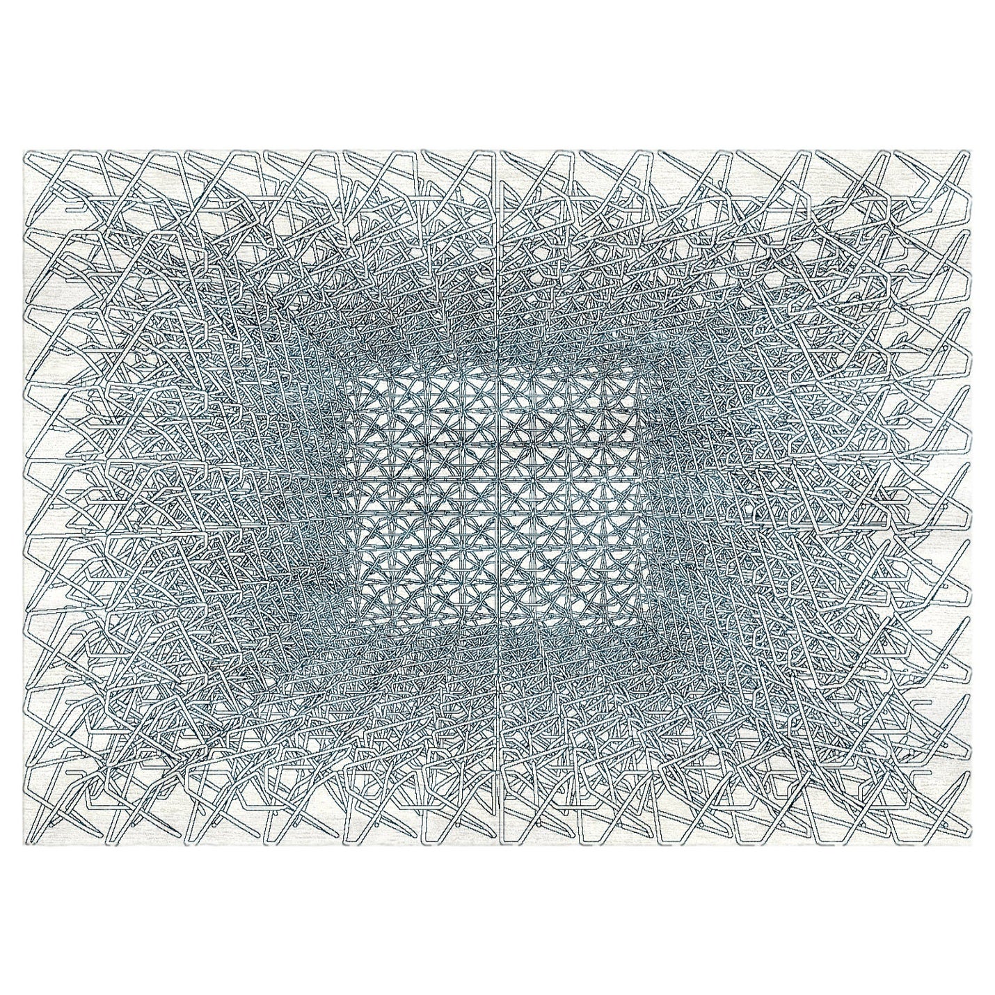 Pablo Siquier - Tapis en laine et soie noué à la main par l
artiste en édition limitée 13.5
x9".