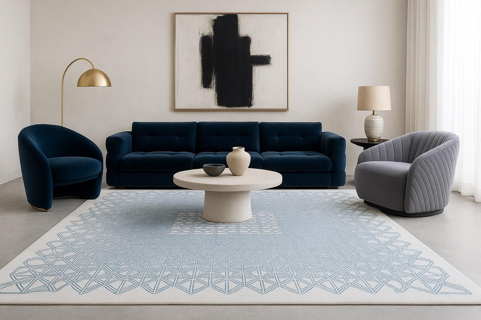 Noué à la main Pablo Siquier - Tapis en laine et soie noué à la main par l'artiste en édition limitée 7.5'x5'. en vente