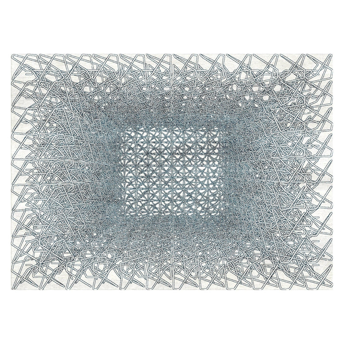 Pablo Siquier - Tapis en laine et soie noué à la main par l
artiste en édition limitée 7.5
x5
.