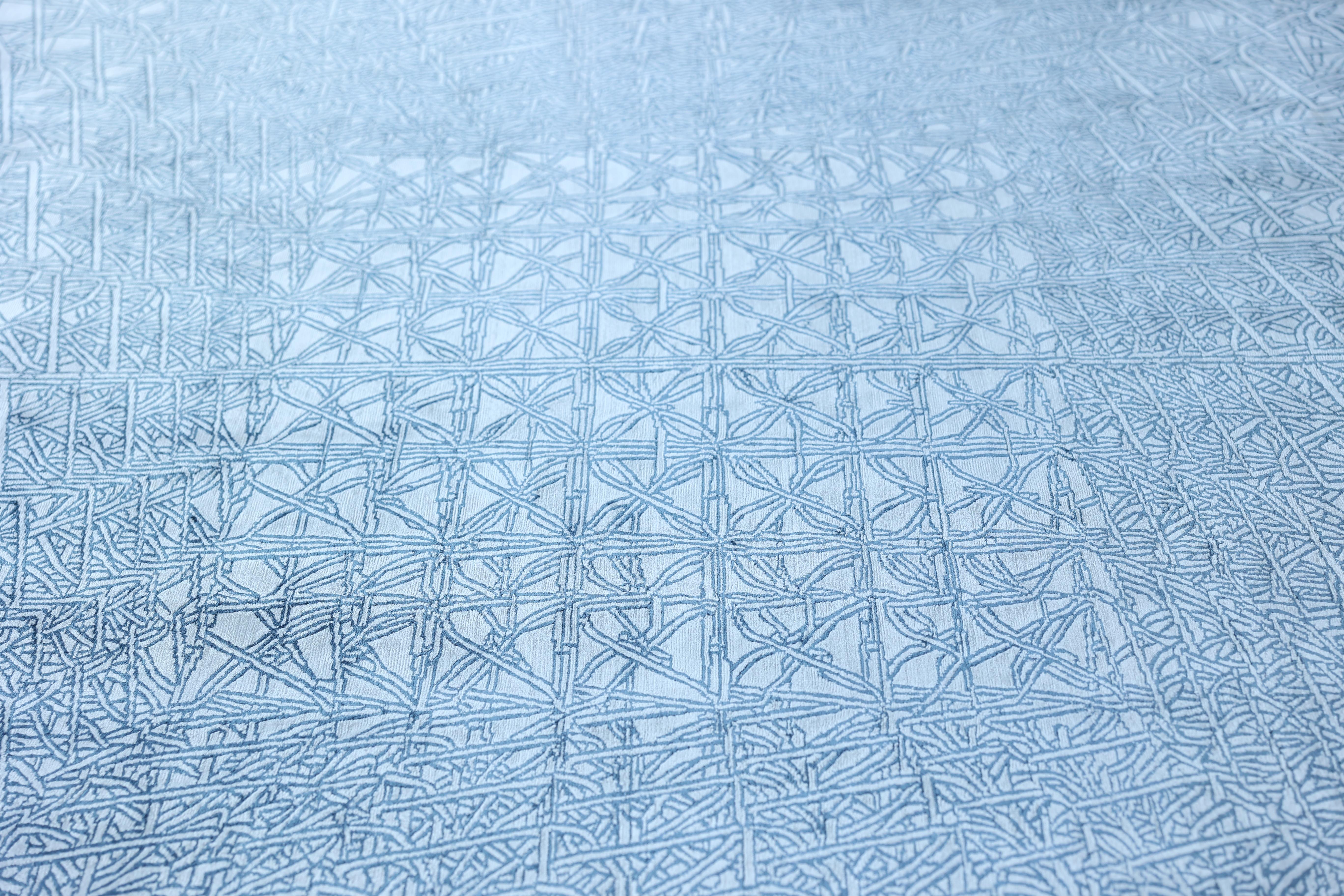 Pablo Siquier - Tapis en laine et soie noué à la main par l'artiste en édition limitée 9'x6'. en vente 4