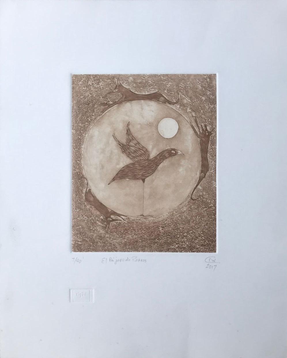 "Pablo Weisz Carrington (Mexico, 1947)
'El pajaro de perros', 2017
engraving, sugarlift on paper Deponte 300 g.
19.5 x 15.8 in. (49.5 x 40 cm.)
Edition of 90
ID: CAR-201"
