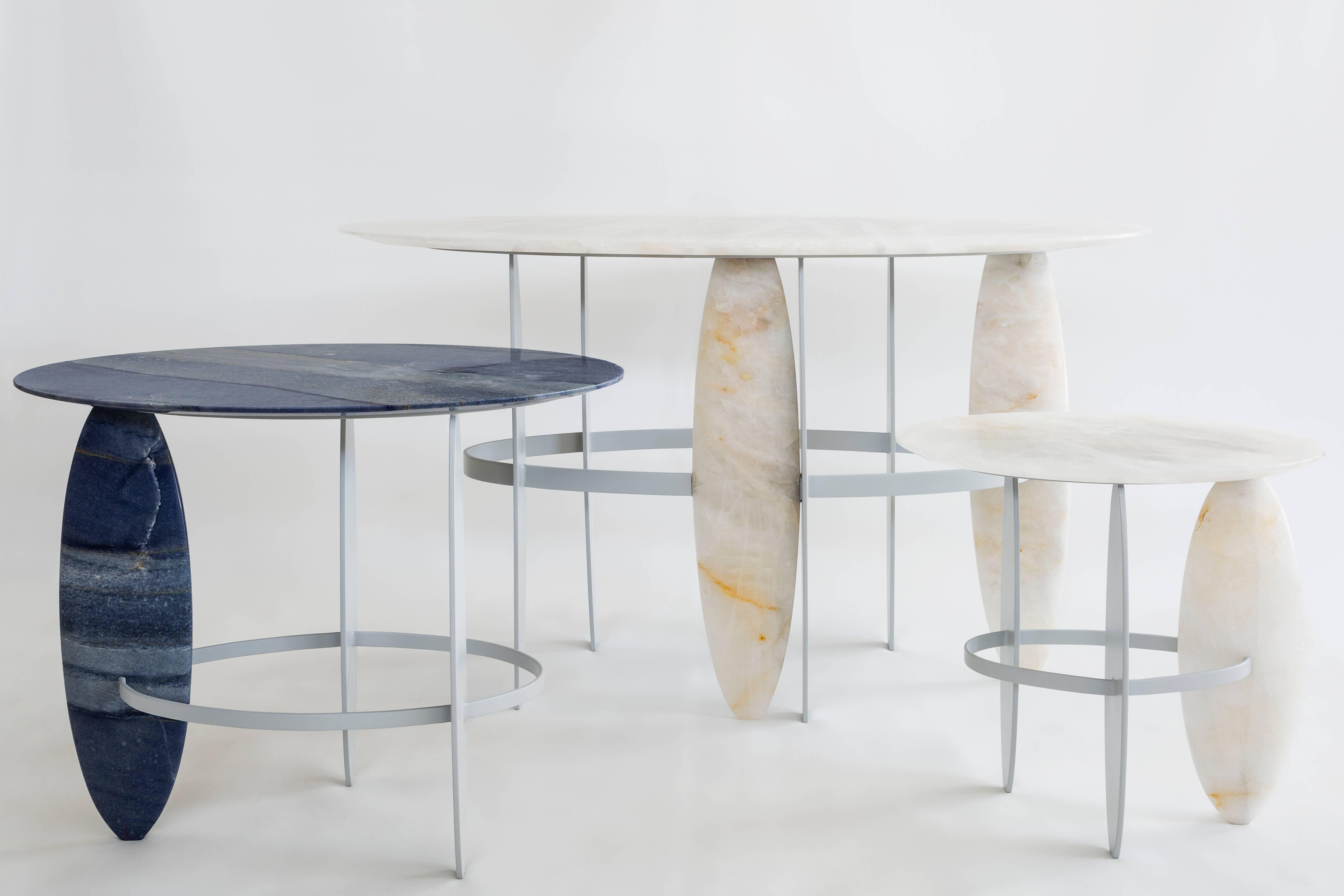 Brazilian Contemporary Pablona Moon White Quartzite Lumix Side Table by Leonardo Di Caprio For Sale