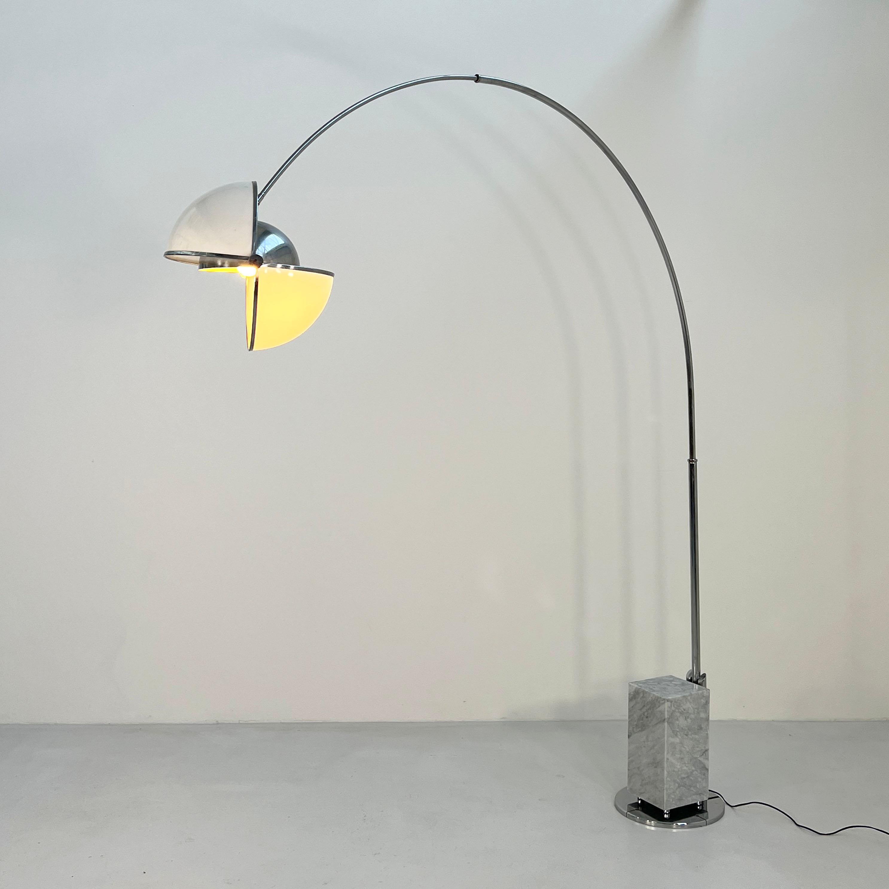 Pac-Man Italian Arco Lamp with Marble Base, 1970s 5