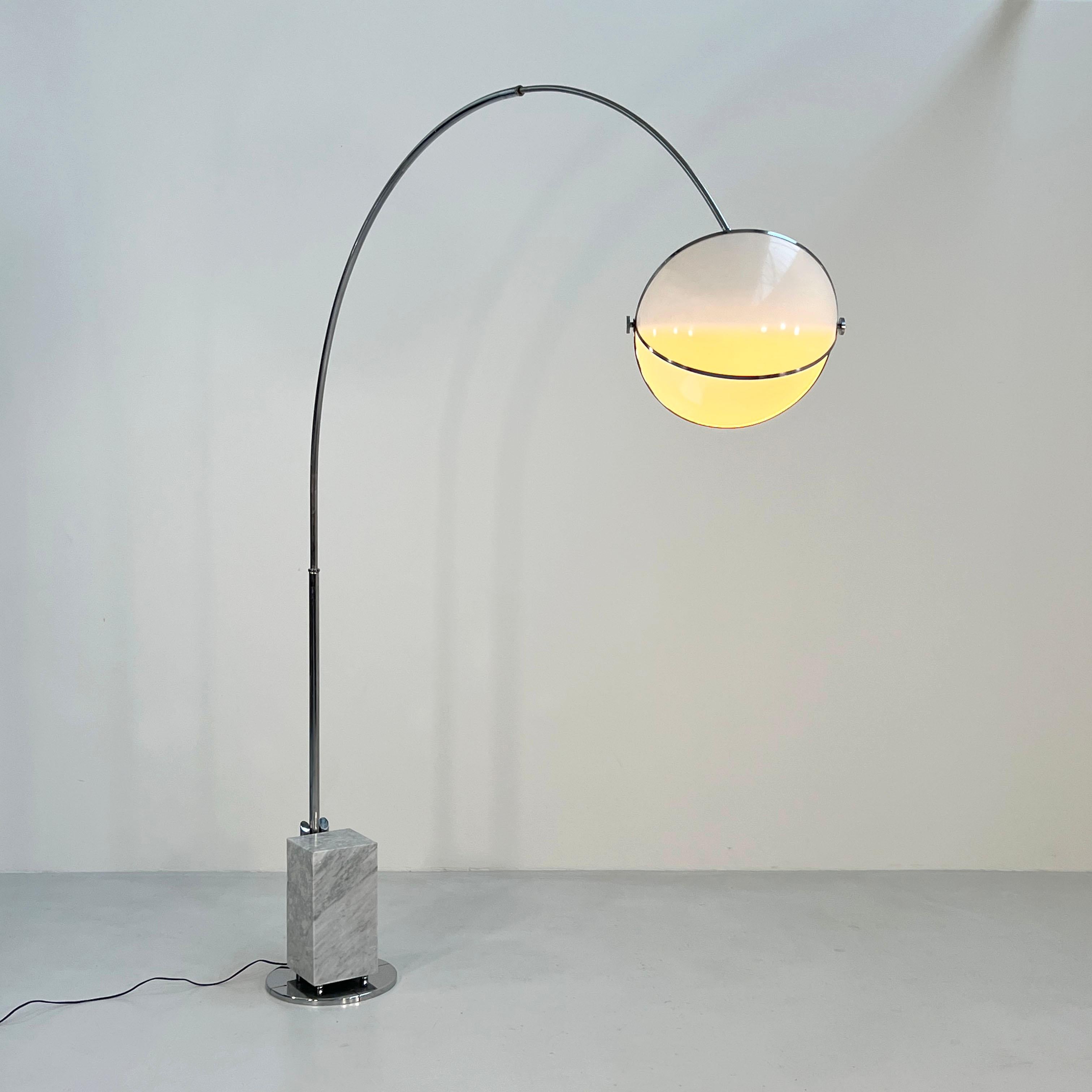 Metal Pac-Man Italian Arco Lamp with Marble Base, 1970s
