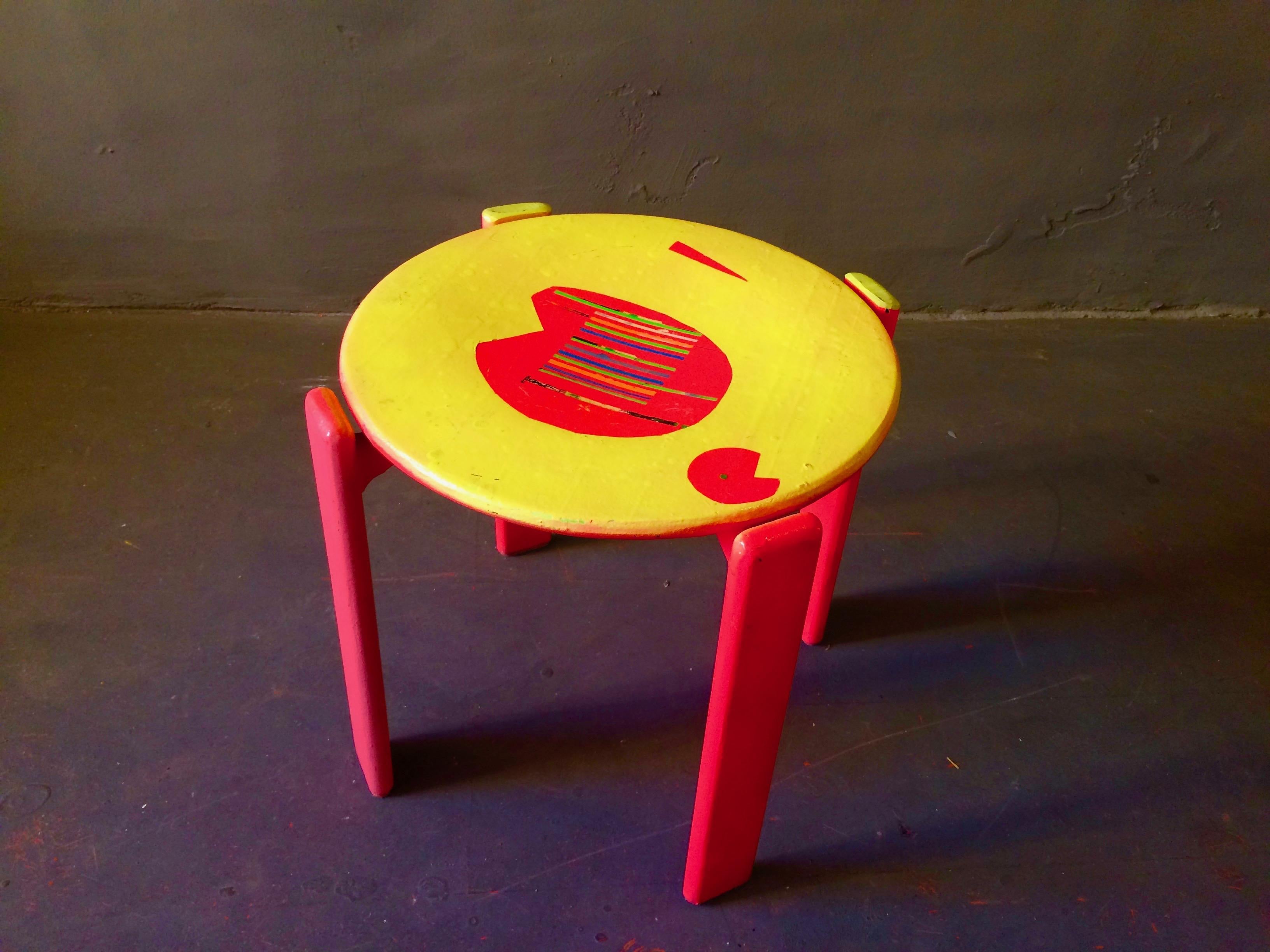Hand-Painted Pac Man Stool by Markus Friedrich Staab For Sale