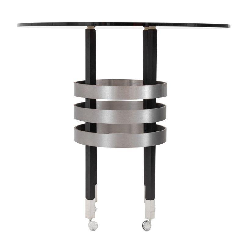 Mid-Century Modern Pace Attributed Smoked Glass Top Side Table For Sale