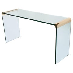 Pace Brass and Glass Waterfall Console Table