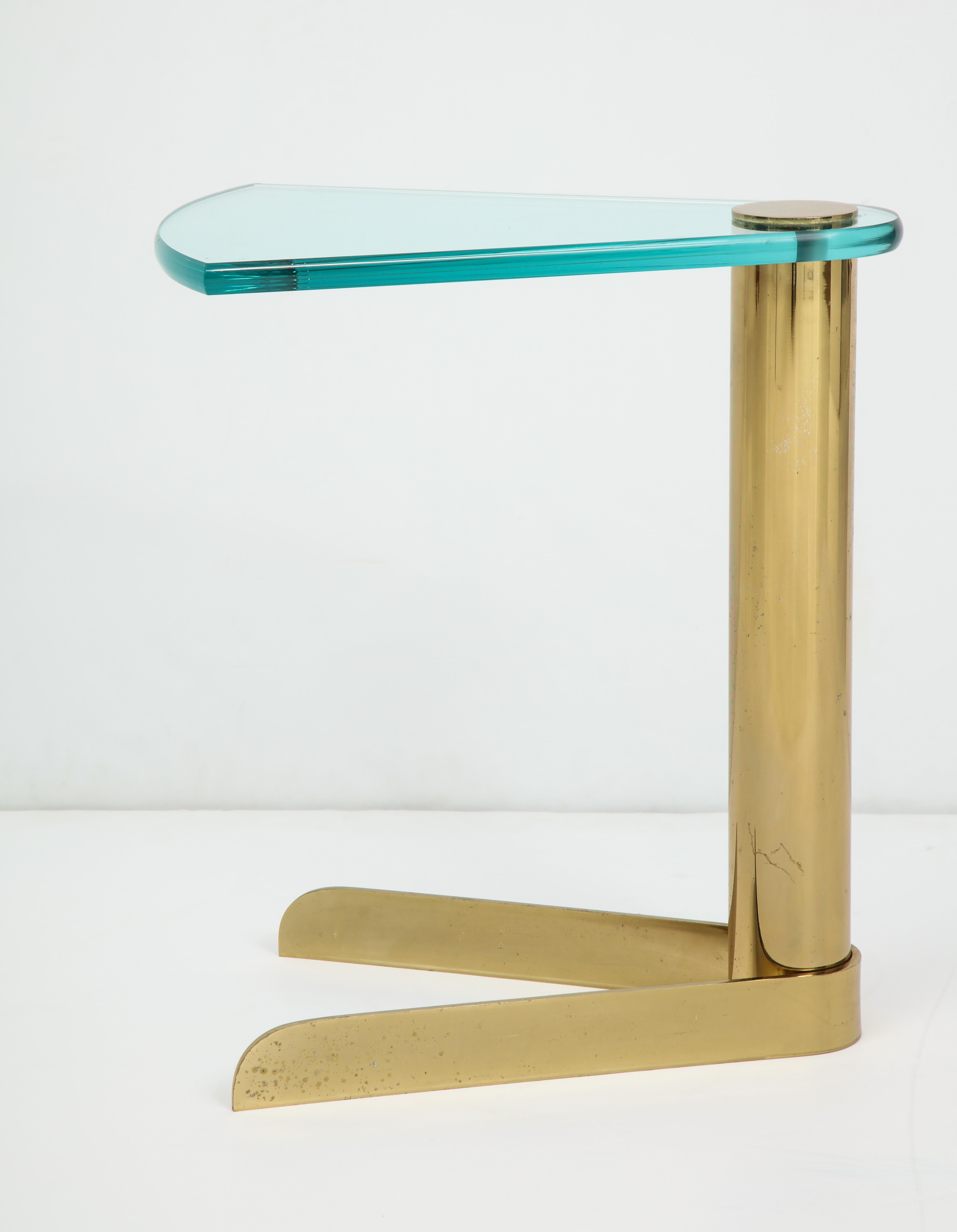 Pace Brass, Glass Side Table, 1 of 2 In Good Condition In New York, NY