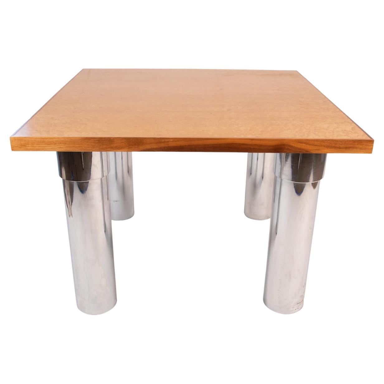 Pace Burl and Chrome Dining Table