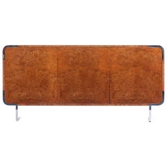 Pace Burl Wood and Chrome Credenza by Leon Rosen, circa 1974