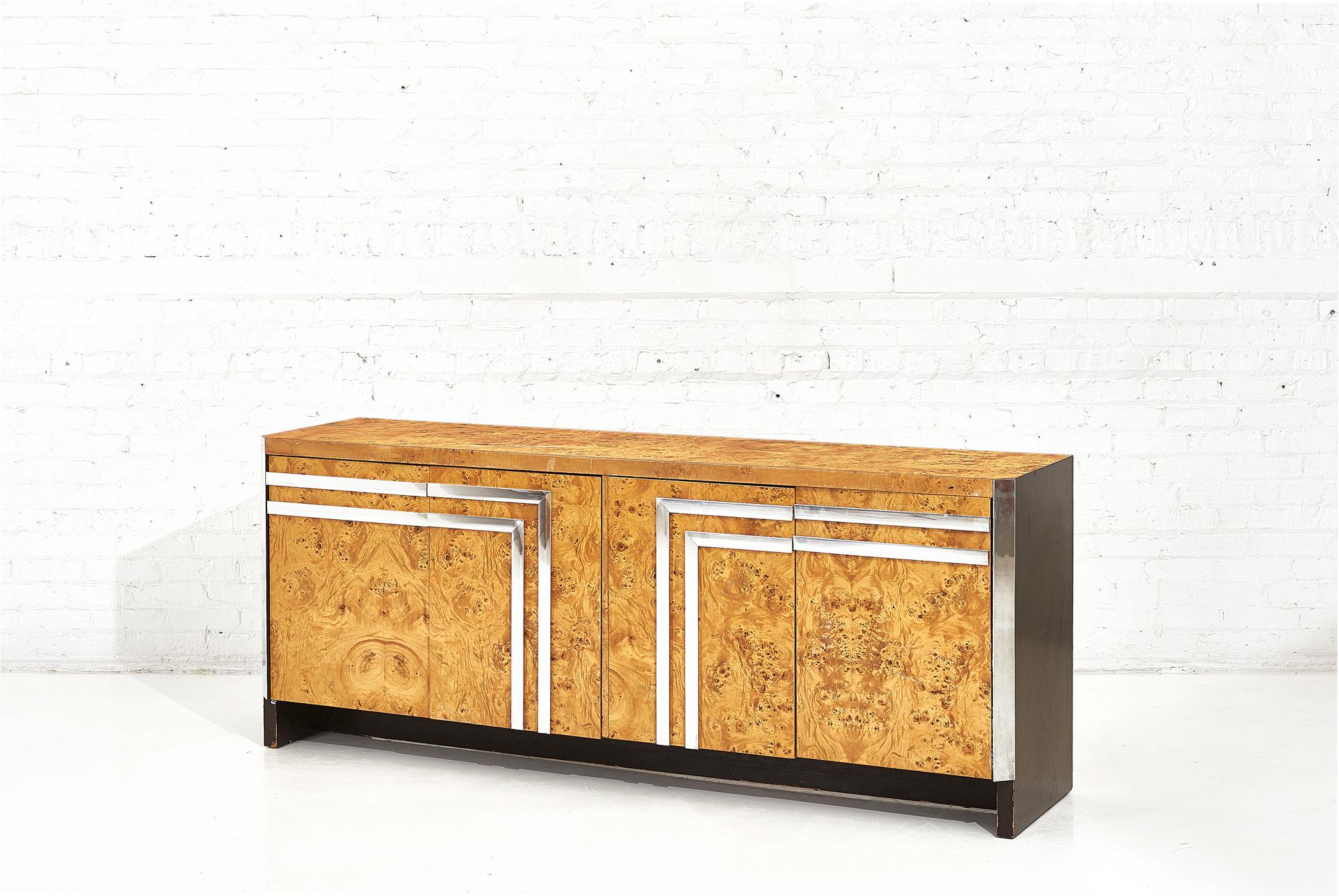 Italian Pace Burlwood and Chrome Dresser, Italy, 1970 For Sale