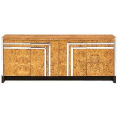 Vintage Pace Burlwood and Chrome Dresser, Italy, 1970