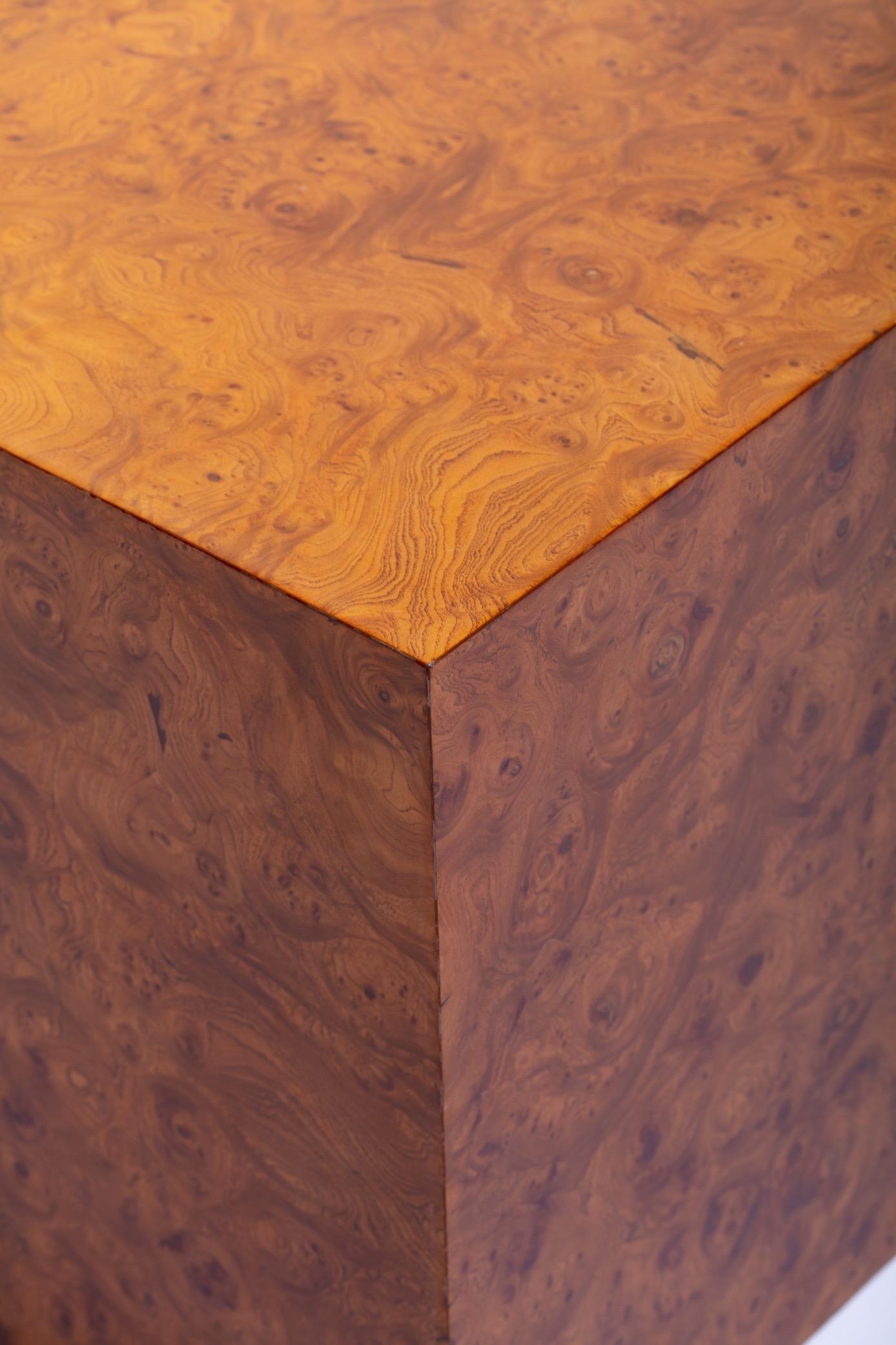 Mid-Century Modern Pace Burl Wood Cube Table