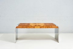 Pace Burlwood and Stainless Steel Waterfall Desk, 1970