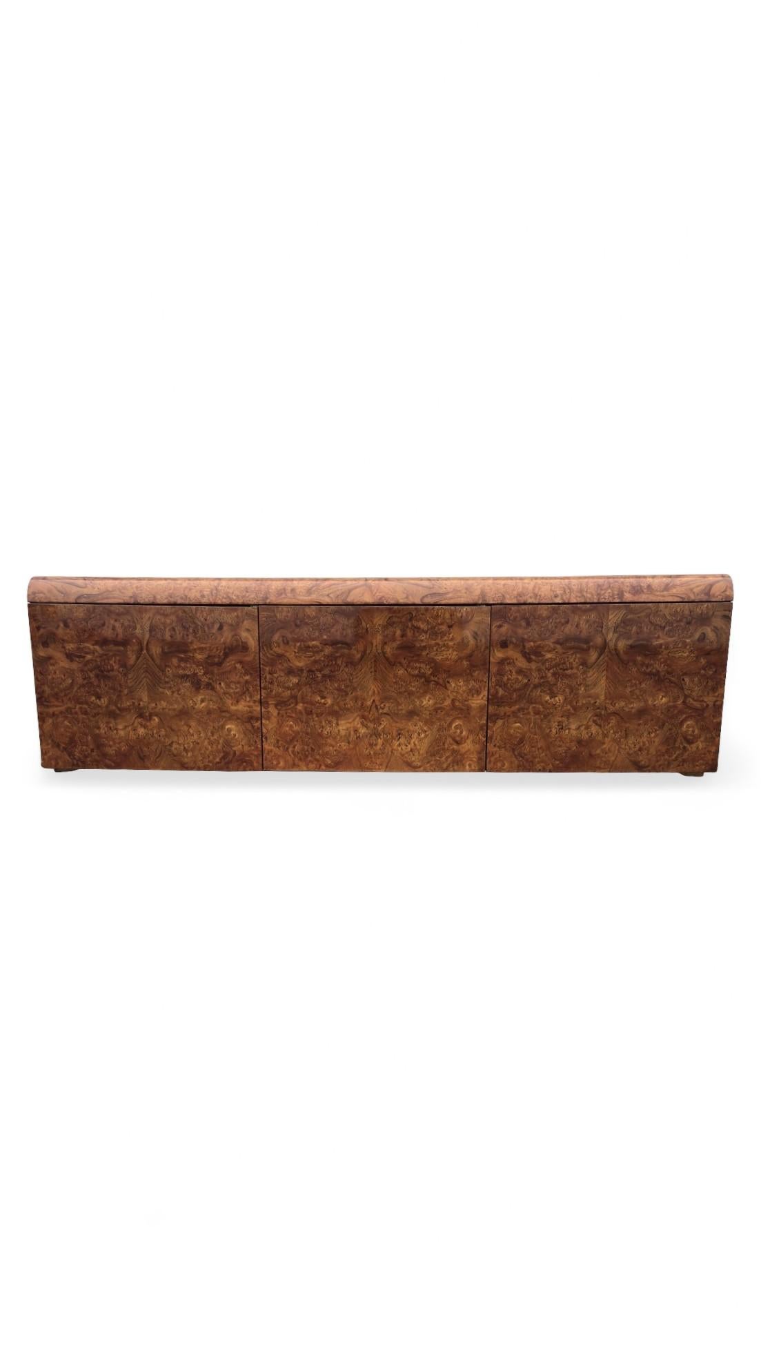 Pace Carpathian Elm-Burl Floating Wall Mounted Sideboard For Sale 8