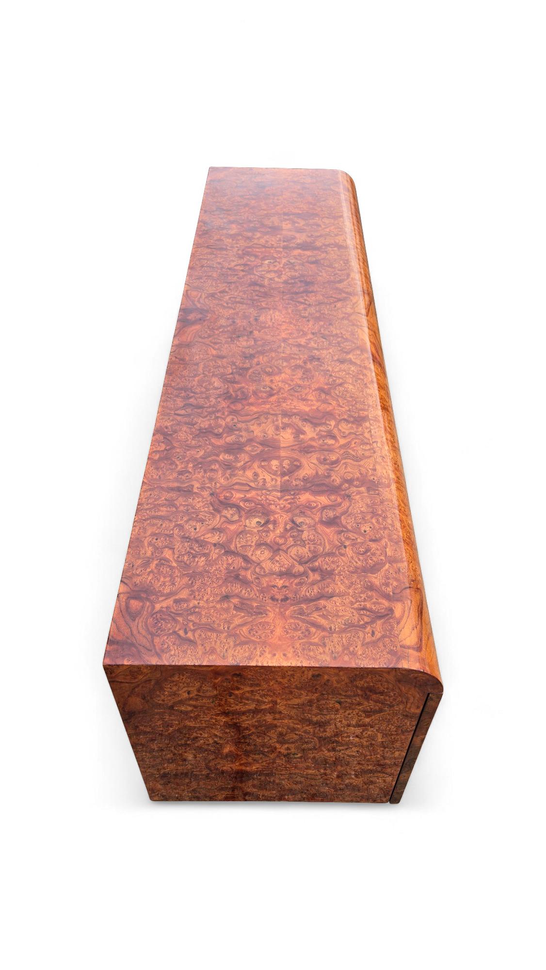 Pace Carpathian Elm-Burl Floating Wall Mounted Sideboard In Good Condition For Sale In Middlesex, NJ