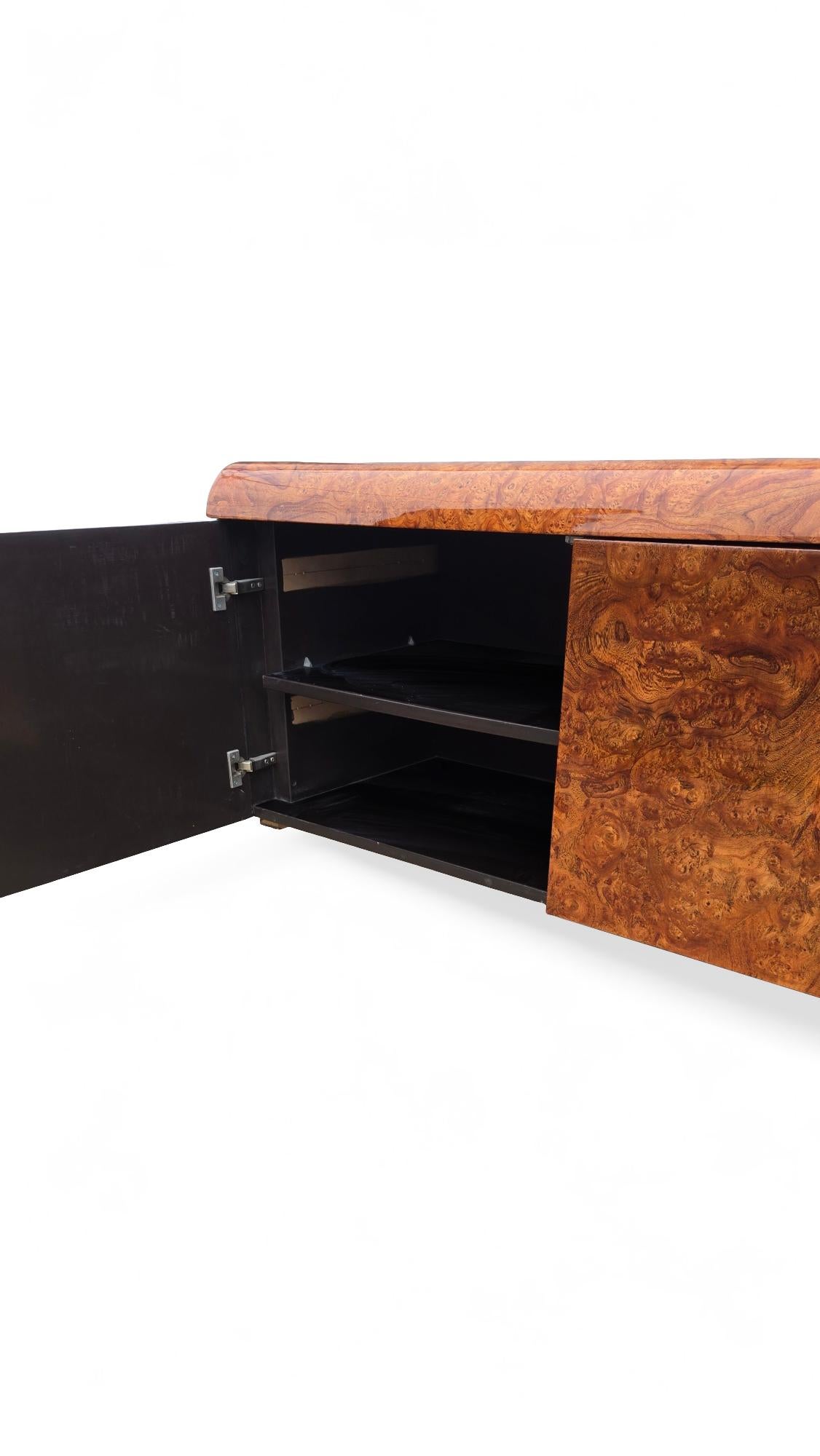 Pace Carpathian Elm-Burl Floating Wall Mounted Sideboard For Sale 1