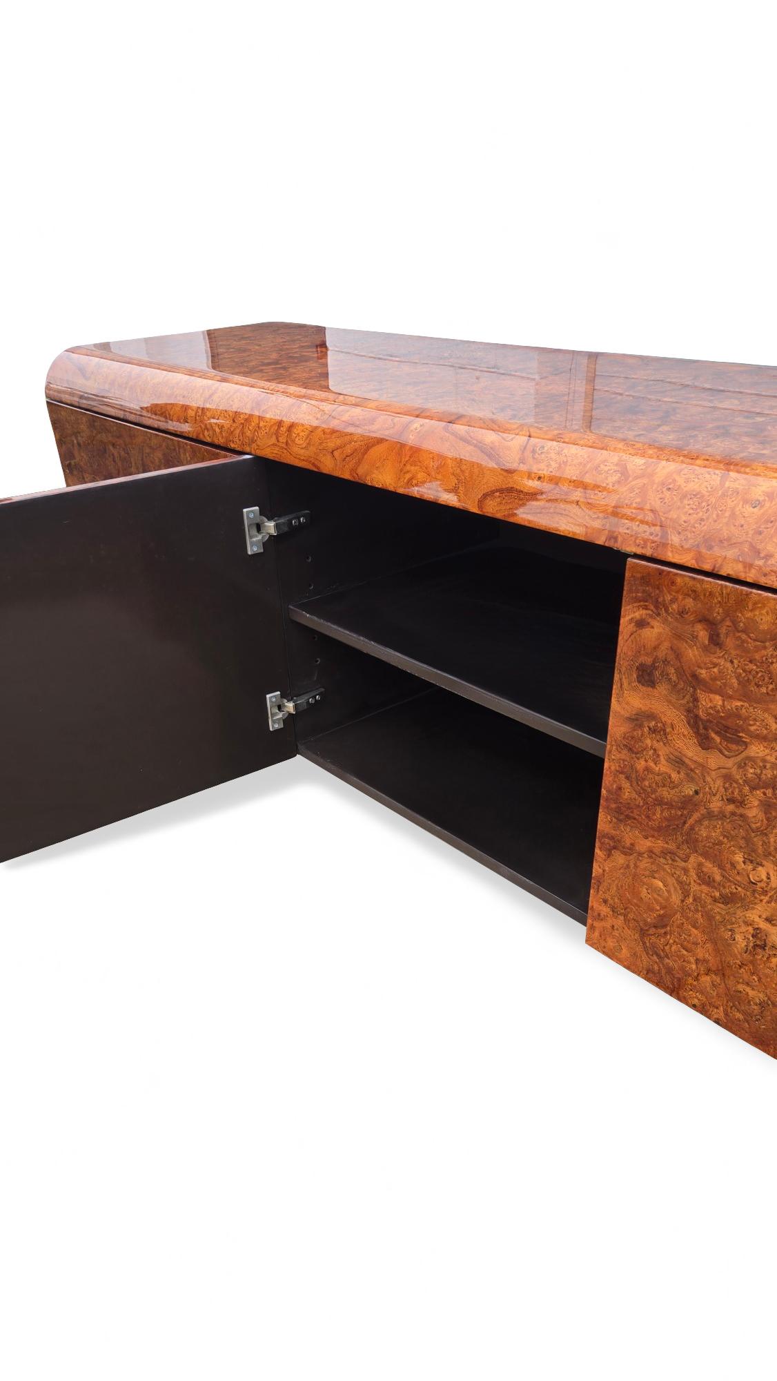 Pace Carpathian Elm-Burl Floating Wall Mounted Sideboard For Sale 2