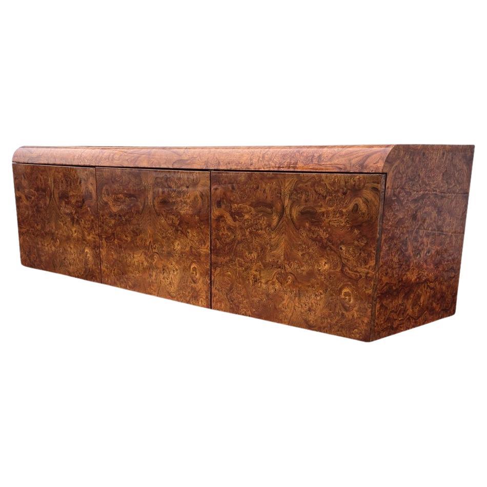 Pace Carpathian Elm-Burl Floating Wall Mounted Sideboard For Sale