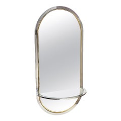 Pace Chrome and Brass Racetrack Wall Mirror Used