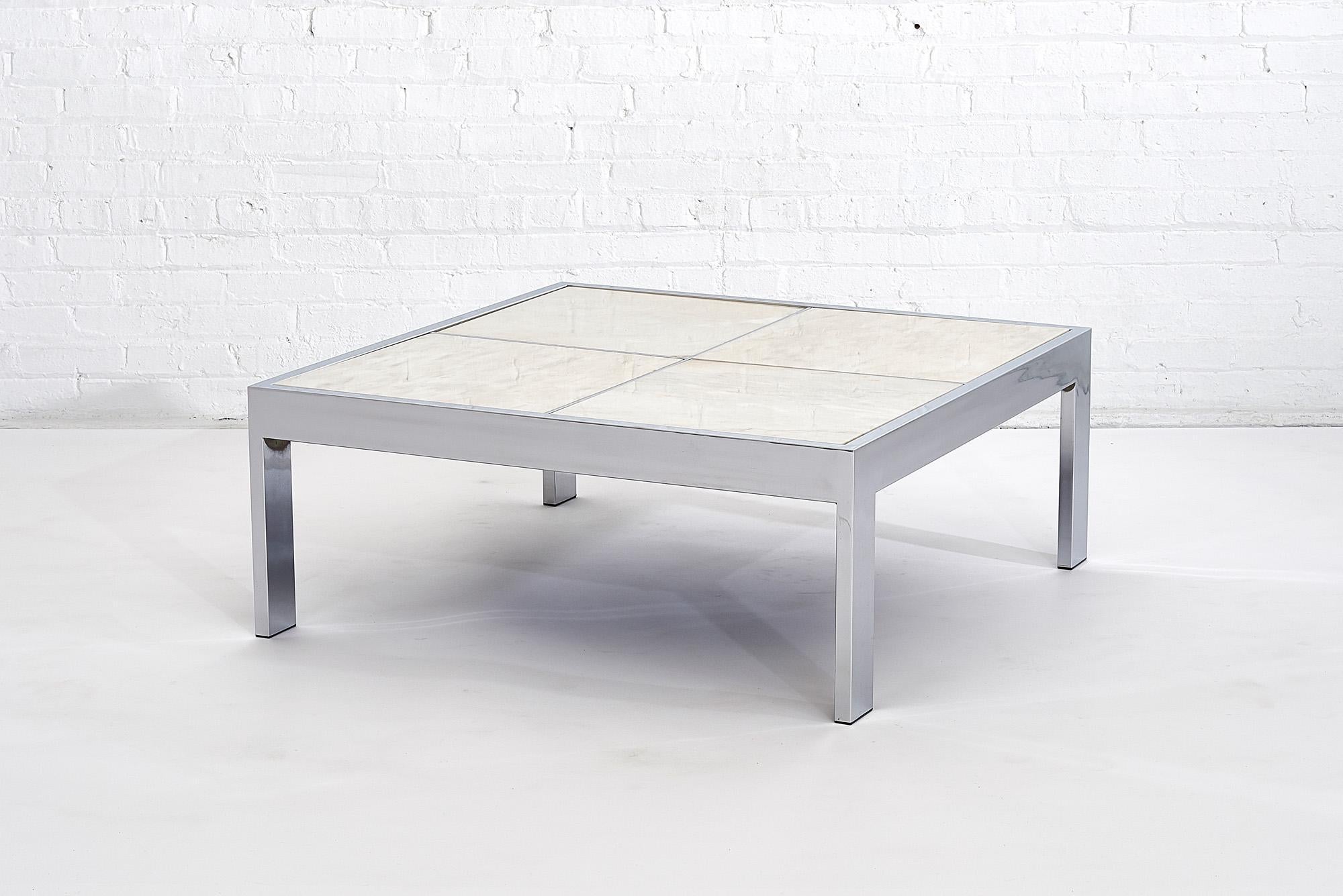 American DIA Chrome and Marble Coffee Table, 1970s