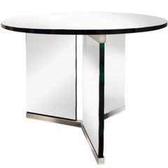 Pace Clean-Line Glass End Table with Chrome Trim, 1970s