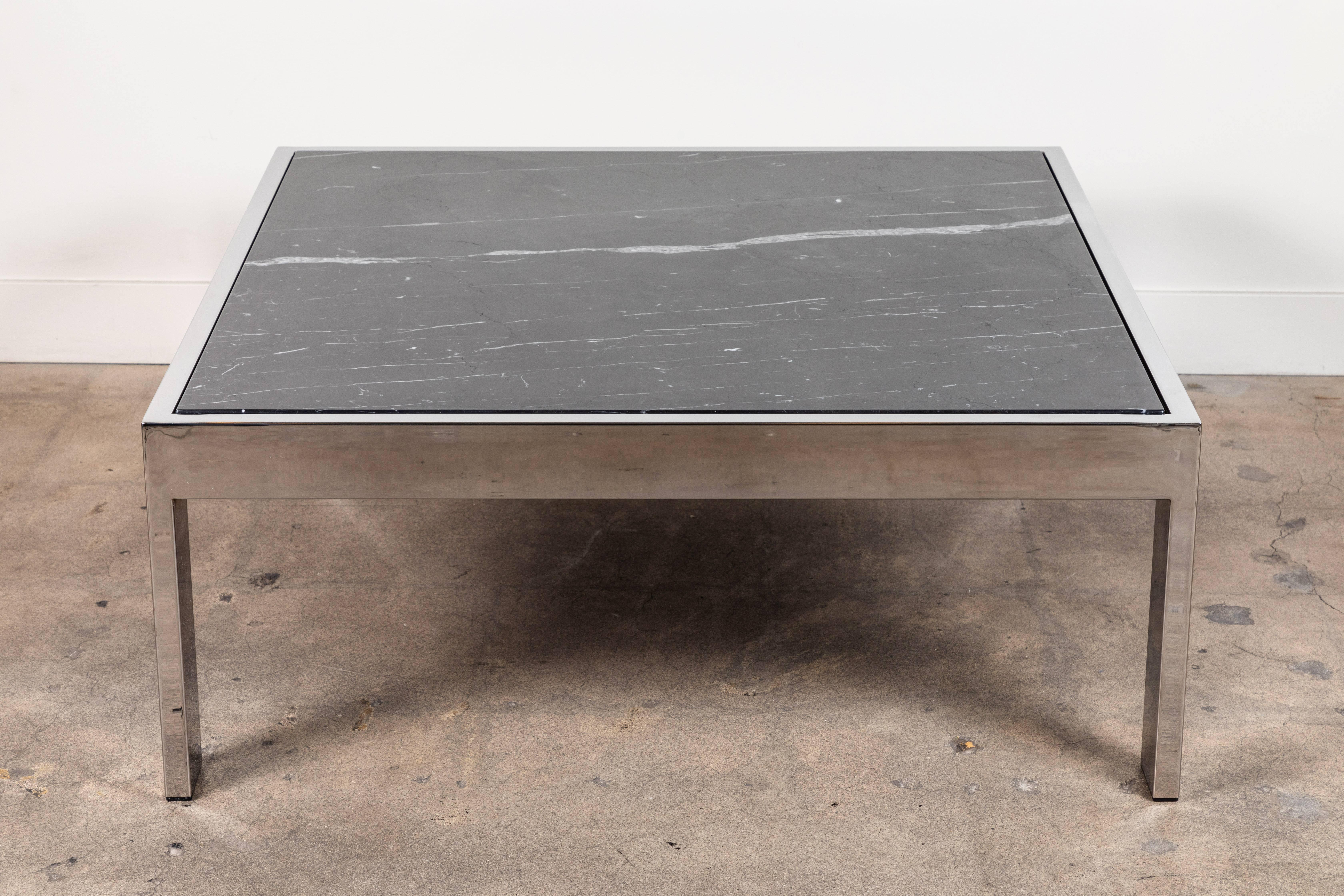 Pace coffee table by Lawson-Fenning in chrome and Negra marquina.