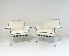 Pace Collection Argenta Lucite Chairs in Inata Alpaca Fabric, pair