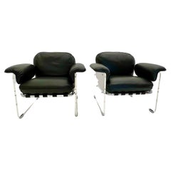 Pace Collection Argenta Lucite Chairs in Italian Leather