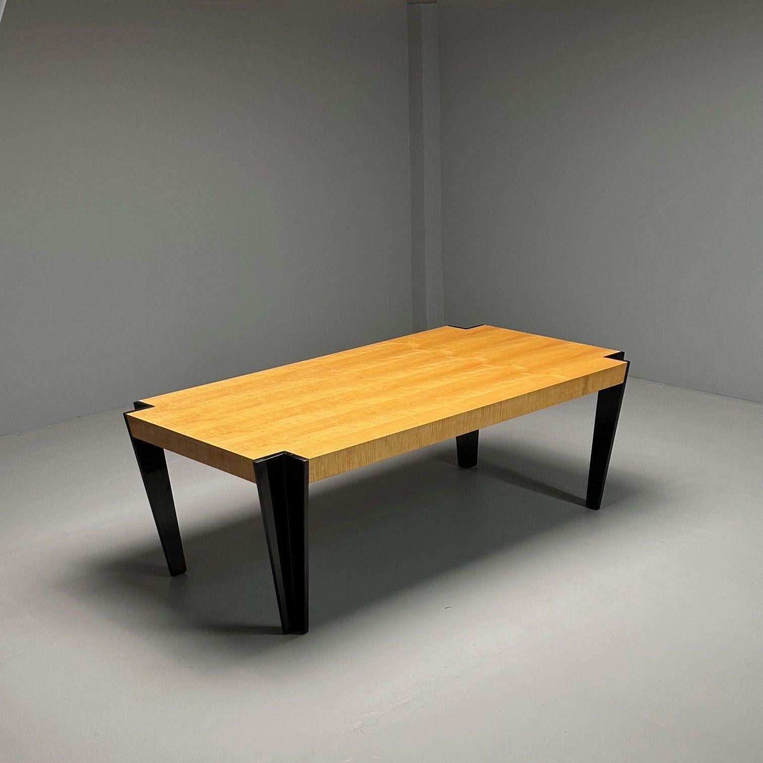 Mid-Century Modern Pace Collection, Art Deco, Modern Dining Table, Black Lacquer, USA, 1990s