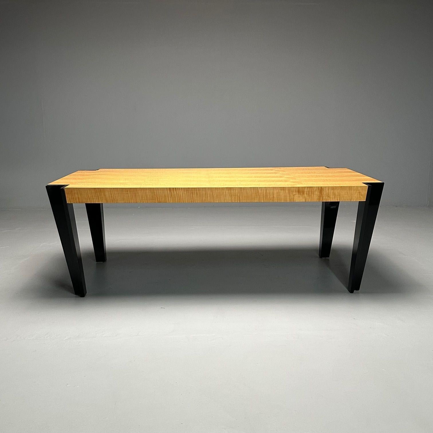 American Pace Collection, Art Deco, Modern Dining Table, Black Lacquer, USA, 1990s