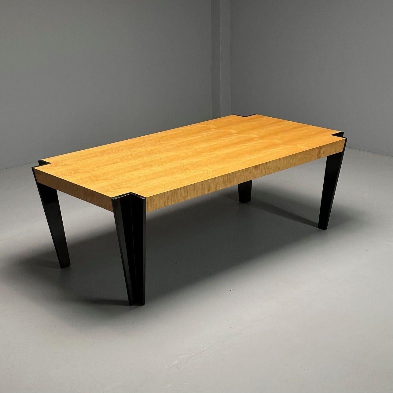 Pace Collection, Art Deco, Modern Dining Table, Black Lacquer, USA, 1990s In Good Condition In Manhasset, NY