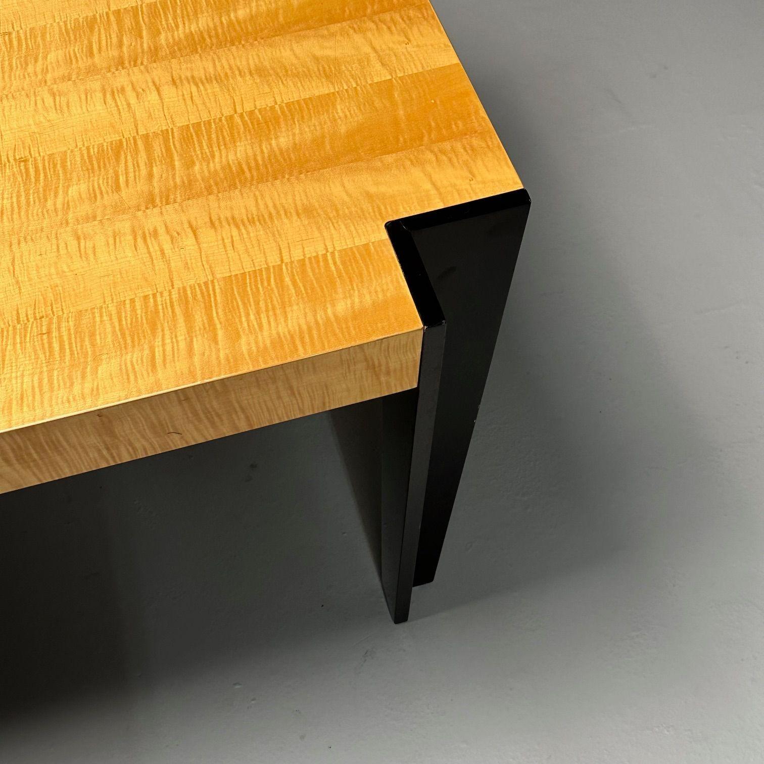 Pace Collection, Art Deco, Modern Dining Table, Black Lacquer, USA, 1990s 2